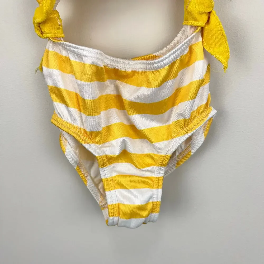 Vintage Carter's Yellow Striped Cool It! Koala Bathing Suit 5T USA